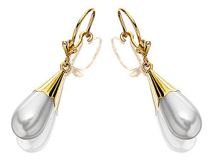 Unbranded 9ct-Gold-Simulated-Pearl-Drop-Hook-Wire-Earrings-071045