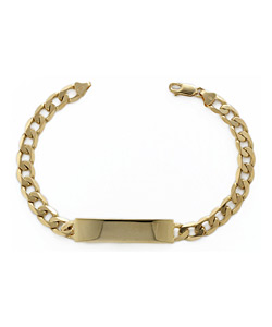 9ct Gold Solid Mens Curb Identity Bracelet