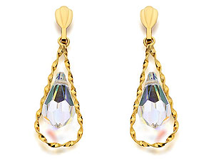 Unbranded 9ct-Gold-Swarovski-Crystal-Drop-Earrings--27mm-071727