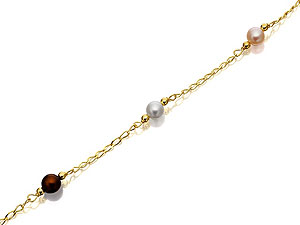 Unbranded 9ct-Gold-Three-Colour-Freshwater-Pearl-Bracelet-078370