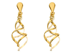 Unbranded 9ct-Gold-Twisted-Double-Spiral-Drop-Earrings-071613