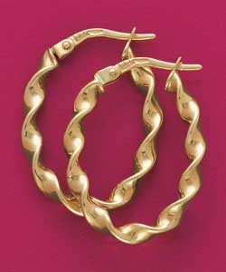 9ct Gold Twisted Oval Hoops