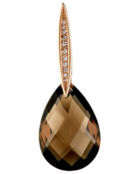 Unbranded 9ct Rose Gold Diamond and Smoky Quartz Pendant