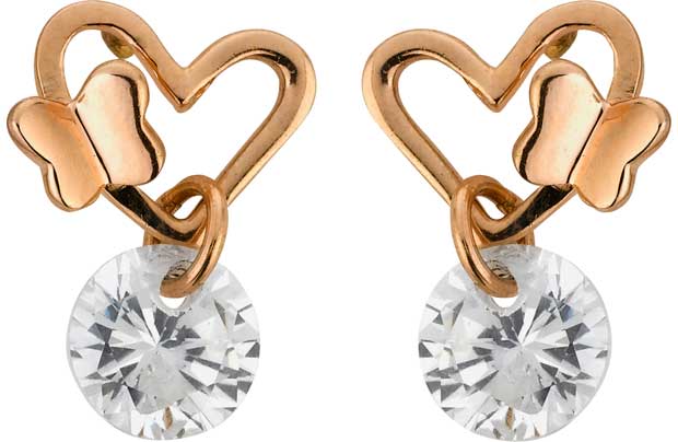 Show your loving side with these heart-shaped 9ct Rose Gold Plated Sterling Silver Crystal Heart Stud Earrings. Delicately designed with the most loving of motifs