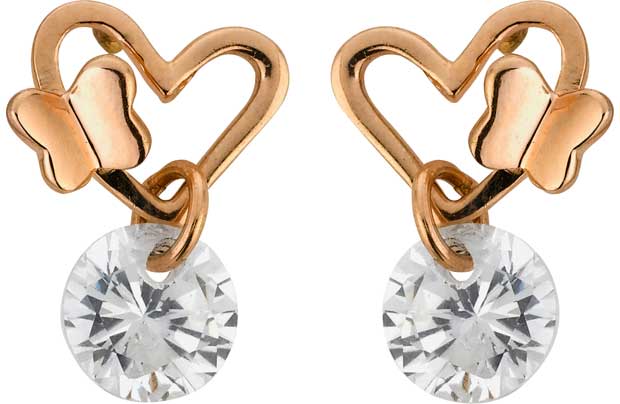 Show your loving side with these heart-shaped 9ct Rose Gold Plated Sterling Silver Crystal Heart Stud Earrings. Delicately designed with the most loving of motifs