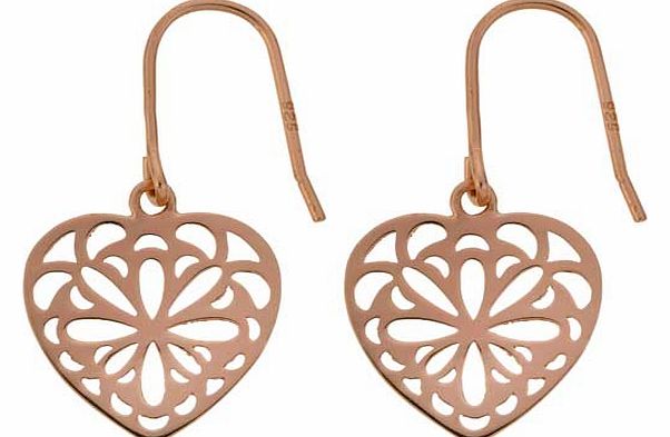 Unbranded 9ct Rose Gold Plated Sterling Silver Heart Drop