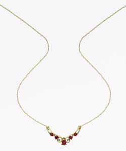 9ct Ruby and Diamond Set Necklet