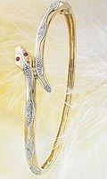 9ct. Ruby Eyed Diamond Snake Bangle