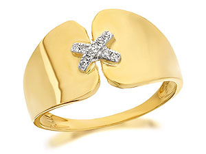 Unbranded 9ct Scalloped Gold And Diamond Kiss Ring - 182113