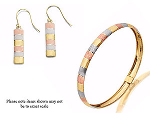 Unbranded 9ct Three Colour Gold Bangle And Hook Wire