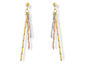 Unbranded 9ct Three Colour Gold Barley Twist Drop Earrings