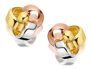 Unbranded 9ct-Three-Colour-Gold-Bevelled-Edge-Knot-Earrings--1cm-074661