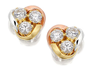 Unbranded 9ct-Three-Colour-Gold-Cubic-Zirconia-Knot-Earrings--9mm-074622