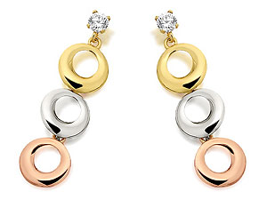 Unbranded 9ct Three Colour Gold Cubic Zirconia Triple