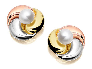 Unbranded 9ct-Three-Colour-Gold-Freshwater-Pearl-Earrings--8mm-074620