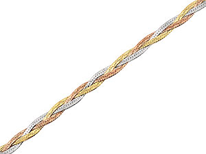 Unbranded 9ct Three Colour Gold Herringbone Bracelet -