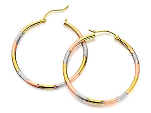 Unbranded 9ct-Three-Colour-Gold-Hoop-Earrrings--35mm-074919