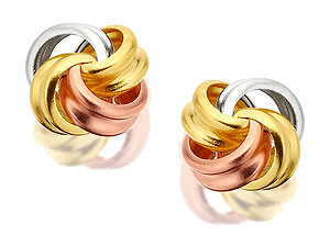 Unbranded 9ct Three Colour Gold Knot Earrings 5mm - 074665
