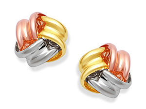 Unbranded 9ct Three Colour Gold Knot Stud Earrings - 074654