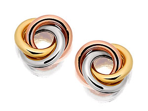 Unbranded 9ct-Three-Colour-Gold-Mini-Knot-Earrings--8mm-074624