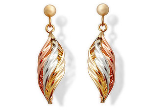 Unbranded 9ct-Three-Colour-Gold-Twist-Drop-Earrings--29mm-074825
