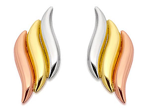 Unbranded 9ct Three Colour Gold Wave Earrings 14mm - 074614