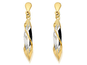 Unbranded 9ct-Two-Colour-Four-Ribbon-Twist-Drop-Earrings-071410