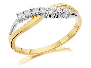 Unbranded 9ct Two Colour Gold Abd Diamond Crossover Ring