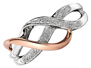 Unbranded 9ct Two Colour Gold and Diamond Half Eternity Ring 047973-K