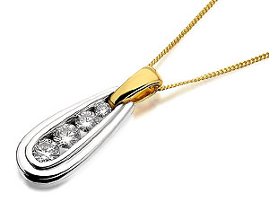 Unbranded 9ct-Two-Colour-Gold-And-Diamond-Loop-Pendant-and-Chain--13ct--046201