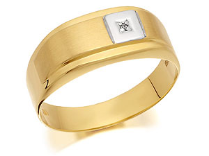 Unbranded 9ct Two Colour Gold And Diamond Signet Ring -