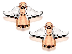 Unbranded 9ct Two Colour Gold Angel Earrings - 070114