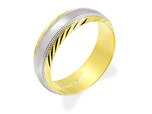 Unbranded 9ct Two Colour Gold Bead Edge Grooms Wedding
