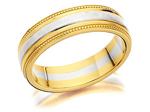 Unbranded 9ct Two Colour Gold Beaded Brides Wedding Ring