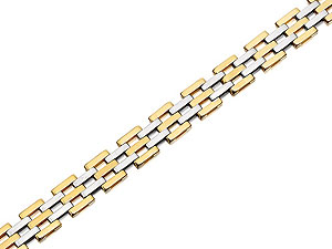 Unbranded 9ct Two Colour Gold Brick Effect Bracelet - 078032
