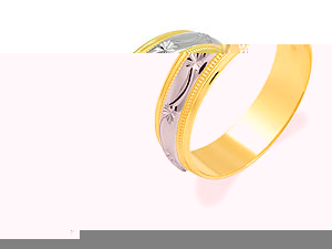 Unbranded 9ct Two Colour Gold Brides Wedding Ring 184390-R