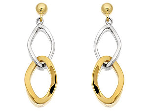 Unbranded 9ct-Two-Colour-Gold-Chain-Link-Earrings--45mm-071542
