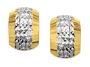 Unbranded 9ct Two Colour Gold Chunky Diamond Cut Half Hoop