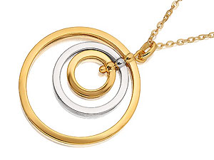 Unbranded 9ct Two Colour Gold Circles Pendant And Chain -