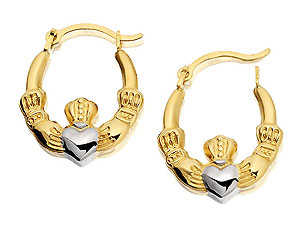 Unbranded 9ct Two Colour Gold Claddah Creole Earrings -