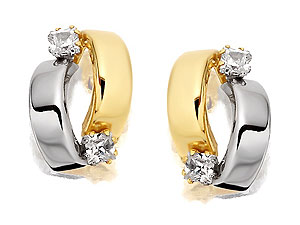 Unbranded 9ct-Two-Colour-Gold-Cubic-Zirconia-Earrings--10mm-072783