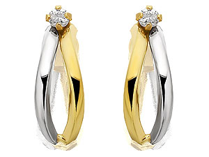 Unbranded 9ct-Two-Colour-Gold-Cubic-Zirconia-Half-Hoop-Earrings-072814