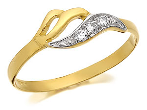 Unbranded 9ct Two Colour Gold Cubic Zirconia Leaf And