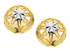 Unbranded 9ct-Two-Colour-Gold-Cut-Out-Dome-Earrings--10mm-070245