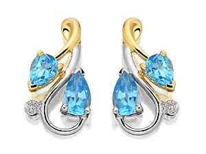 Unbranded 9ct-Two-Colour-Gold-Diamond-And-Tendril-Topaz-Earrings-070684