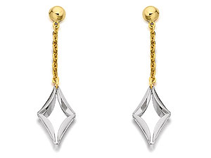 Unbranded 9ct Two Colour Gold Diamond Chain Drop Earrings