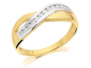 Unbranded 9ct Two Colour Gold Diamond Crossover Eternity