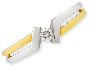 `Clean and crisp design lines for this ring - created by the space between the yellow and white gold