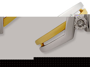 `Clean and crisp design lines for this ring - created by the space between the yellow and white gold