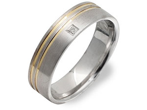 Unbranded 9ct-Two-Colour-Gold-Diamond-Grooms-Wedding-Ring--6mm-182425